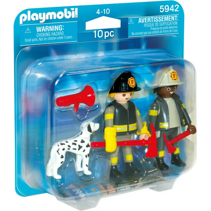 PLAYMOBIL 5942 'DuoPack Feuerwehrmänner mit Hund', 10 Teile, ab 4 Jahren