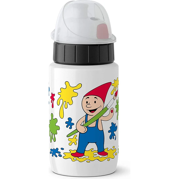 Emsa Light Steel 518361 Edelstahl Trinkflasche, 0,4 Liter, AutoClose Verschluss, Little Painter – Bild 1