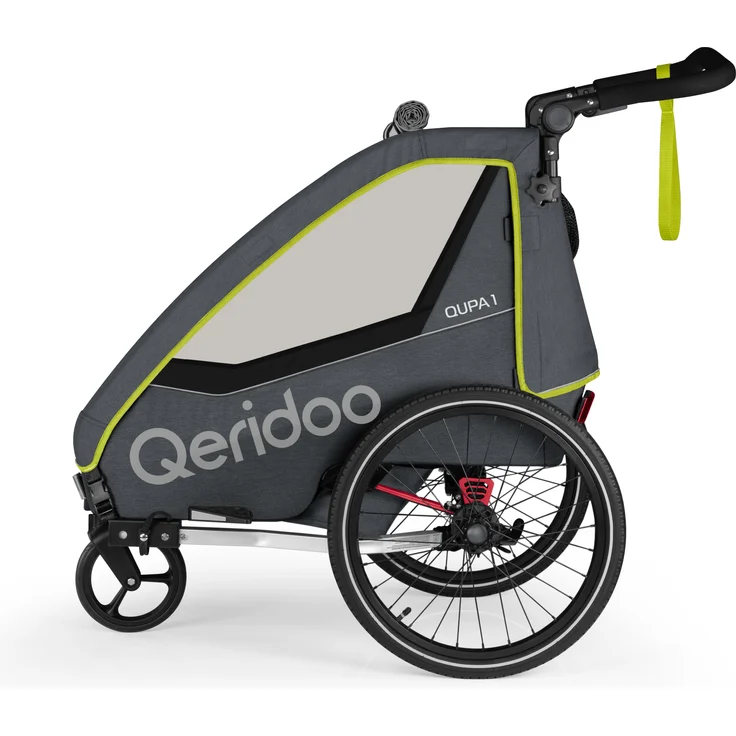 Qeridoo 'QUPA 1' Fahrradanhänger Lime 2022, 1-Sitzer mit Blattfeder-Dämpfsystem – Bild 2