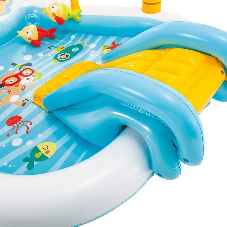 Intex 'Playcenter Fishing Fun' Planschbecken, 218 x 188 x 99 cm, ab 3 Jahren, inkl. Rutsche, Palme, Leuchtturm und Zubehör – Bild 3