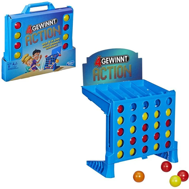 Hasbro Gaming '4 Gewinnt Action' Geschicklichkeitsspiel, ab 8 Jahren, 2+ Spieler, temporeiches Kinderspiel mit integrierter Aufbewahrungsbox – Bild 1