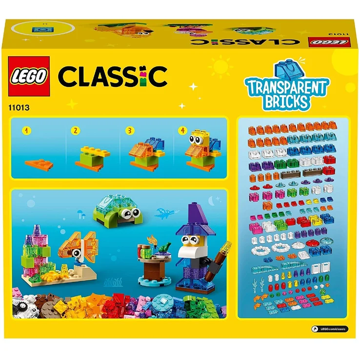LEGO Classic 11013 'Kreativ-Bauset mit durchsichtigen Steinen', 500 Teile, ab 4 Jahren, Spielset mit acht inspirierenden Bauideen – Bild 9