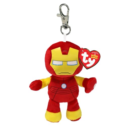 TY Beanie Babies Original, Iron Man Clip, ca. 10 cm, Marvel-Plüschfigur
