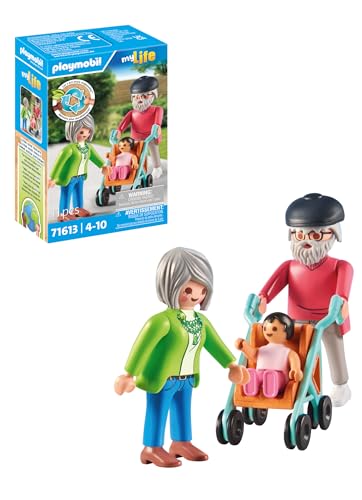PLAYMOBIL® 71613 - Großeltern mit Baby - Spielset aus der My Life Themenwelt mit Kinderwagen