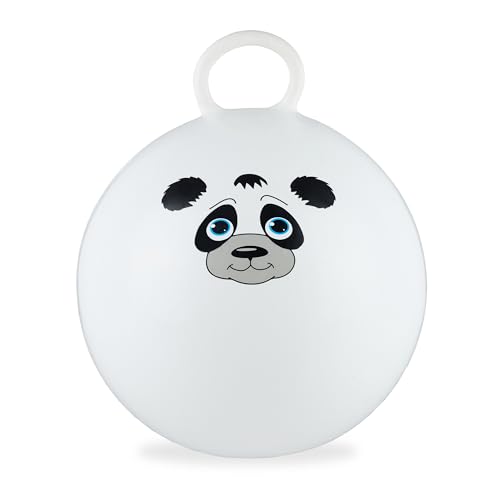 relaxdays Hüpfball für Kinder mit Tiermotiv, Panda, ca. 55 cm, PVC, phthalatfrei, für drinnen und draußen, max. Traglast 150 kg