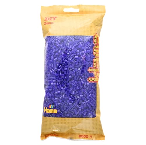 Hama Midi Bügelperlen 6000 Stück, Transparent-Lila, für Kinder ab 5 Jahren, Durchmesser 5 mm