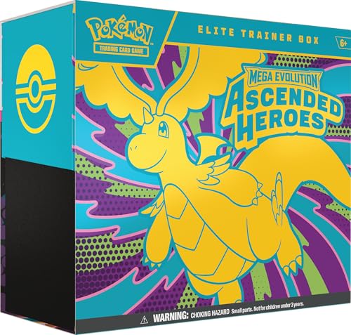 The Pokemon Company Pokemon - Mega Evolution - Ascended Heroes Elite Trainer Box, inkl. 9 Booster-Packs, exklusive Promokarte, 65 Hüllen und Gameplay-Zubehör, Englisch