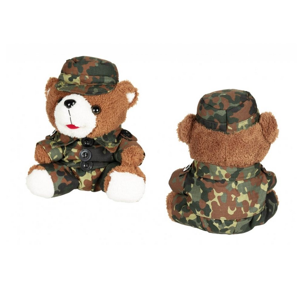 MFH Kuscheltier Teddybär, 28 cm, mit Anzug und Mütze, flecktarn