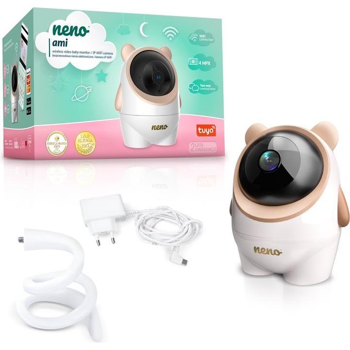 Neno Babyphone WIFI Ami, Baby Monitor mit Kamera, 5 m Reichweite, Nachtsicht, weiß-aprikose