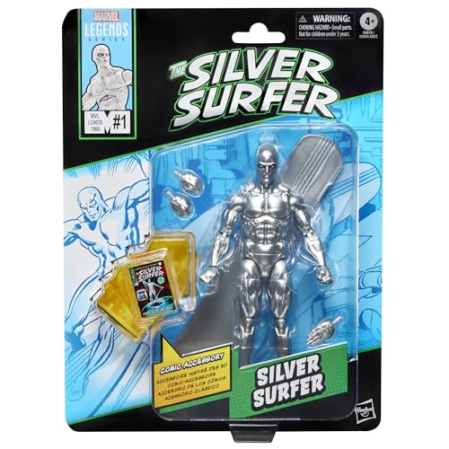 Marvel Legends Series Silver Surfer, 15 cm Action-Figur mit Comicbuch-Accessoire und 6 austauschbaren Händen