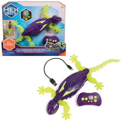 Spin Master HEX Wall Crawler Gecko, Glow-in-the-Dark ferngesteuertes interaktives Spielzeug mit LED-Augen und Wandkletter-Funktion