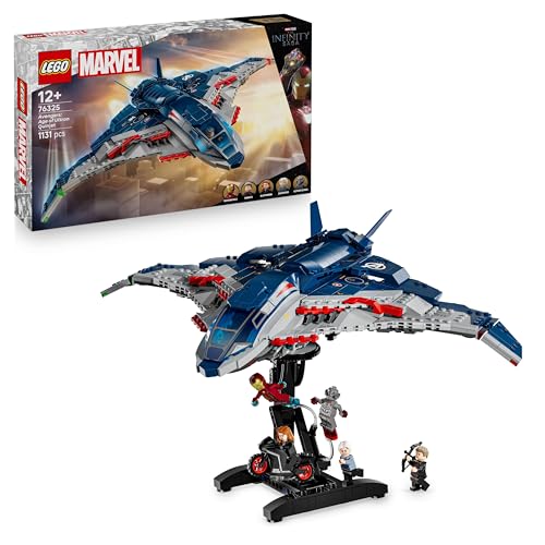 LEGO Marvel 76325, Avengers: Age of Ultron Quinjet, 1.131-teiliges Bauset mit 5 Minifiguren, Maße: 30cm x 45cm x 28cm, empfohlen ab 12 Jahren