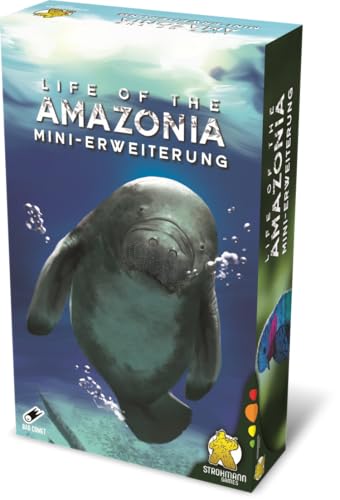 Strohmann Games Life of The Amazonia – Mini-Erweiterung, Brettspiel für 1-4 Spieler, ab 12 Jahren, 60-150 Minuten, Deutsch mit 8 einzigartigen Tierkarten und 9 hölzernen Tierfiguren