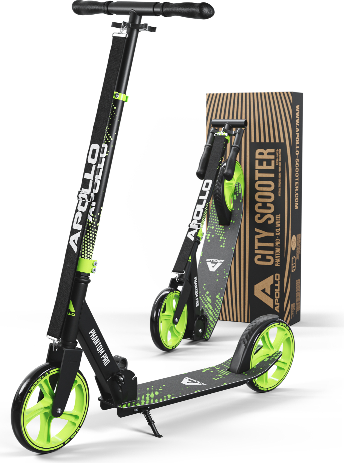 Apollo Cityroller City Scooter Phantom Pro, klapp- und höhenverstellbar - Grün