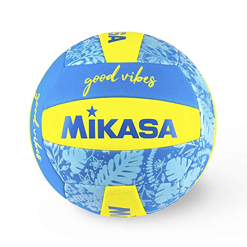 Hammer Beachvolleyball MIKASA Good Vibes BV354TV-GV-YB, FIVB-zertifiziert, PU-Soft Oberflächenmaterial, wetterfest, gelb-blau