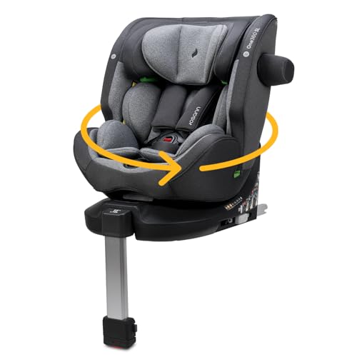 Osann Reboarder-Kindersitz One 360 SL i-Size, drehbar ab Geburt bis 12 Jahre (40-150 cm), inkl. Isofix-Basis mit Stützfuß, Universe Grey