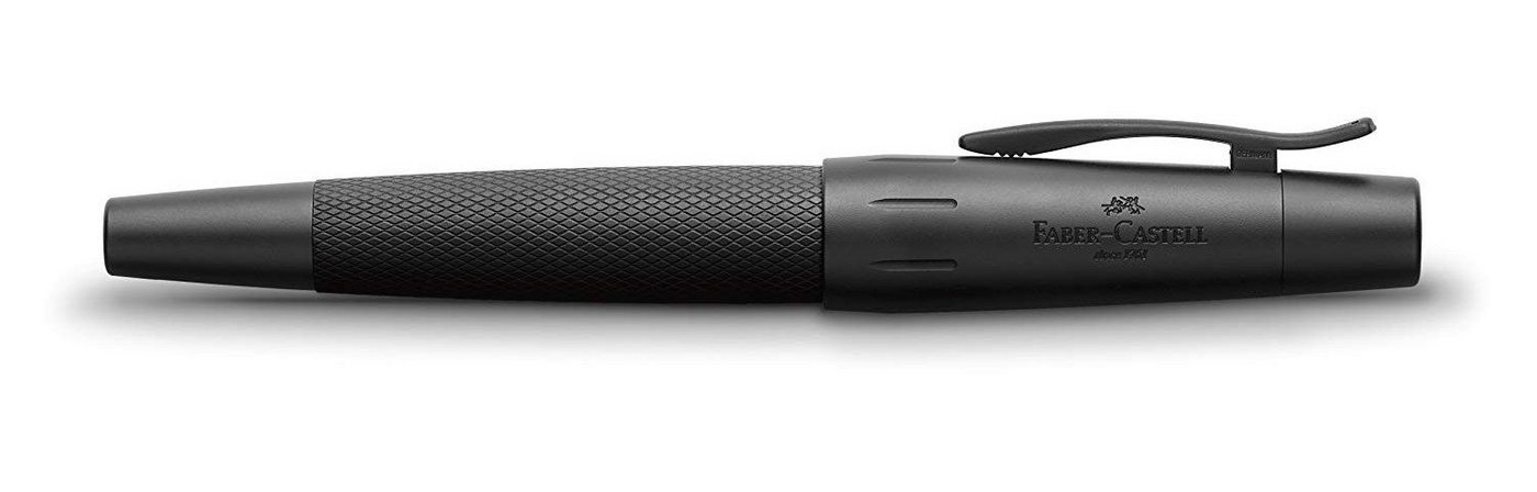 Faber-Castell Füllfederhalter e-motion, M, pure black - Füllfederhalter mit schwarzen Aluminium-Schaft und PVD-beschichteter Edelstahlfeder
