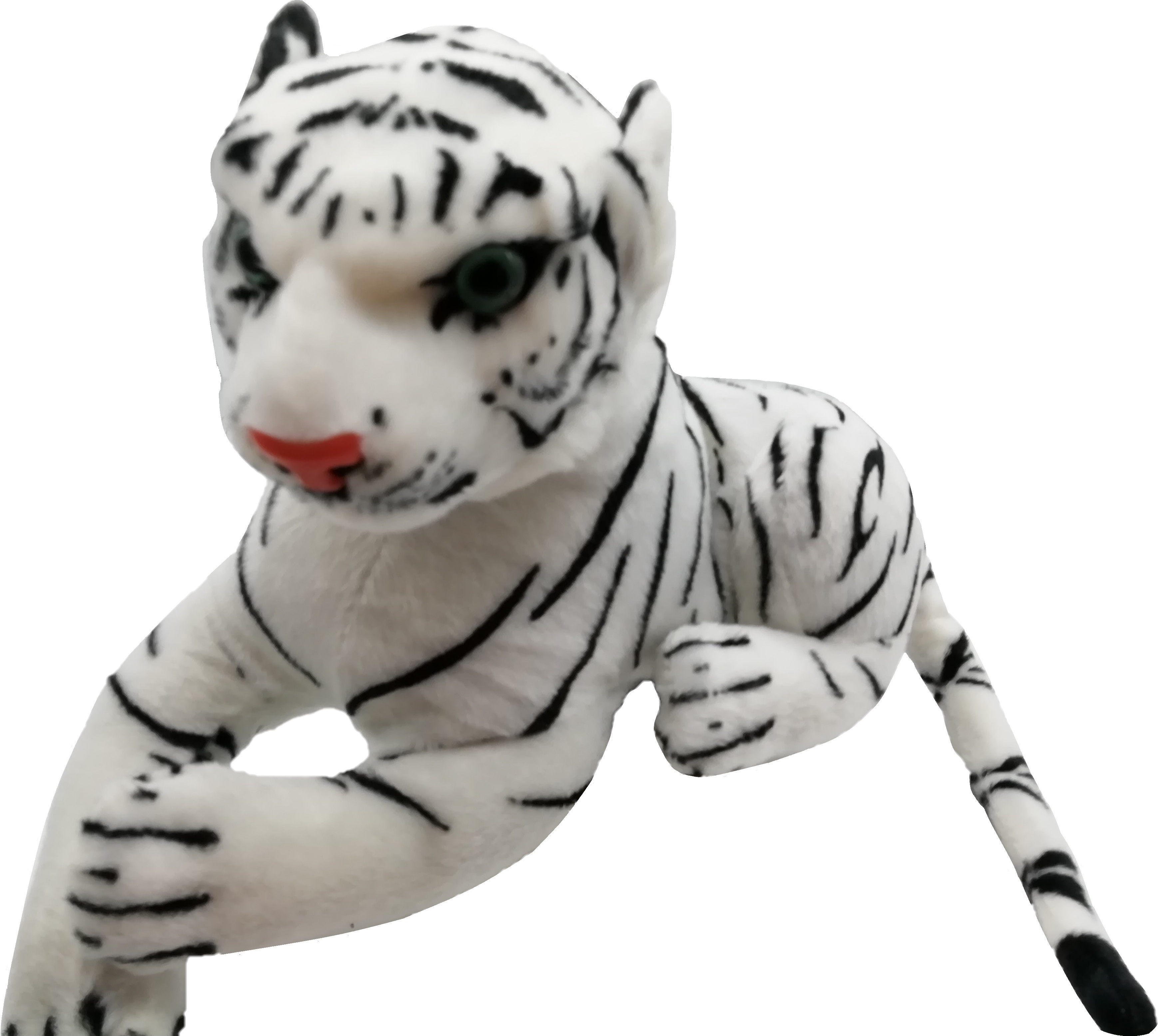 Geschenkestadl Tiger Weiss Plüschtier, 40 cm Kuscheltier mit festem Kopf und weichem Körper, detailgetreu gestaltet