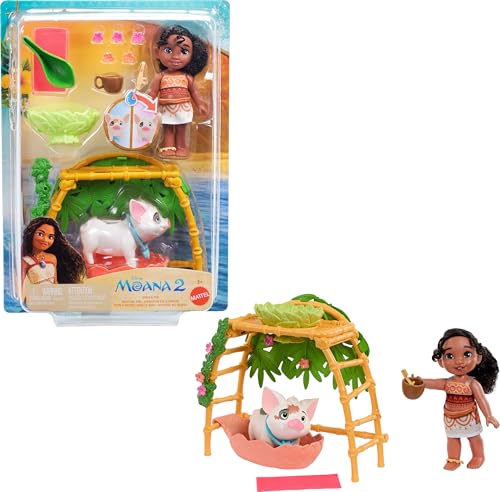 Mattel Disney Moana 2 Simea & Pua Badespielzeug Spielset mit Puppe, Sammelfiguren für Badespaß