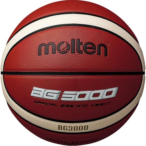 Molten BG3000 Basketball, Indoor/Outdoor, Kunstleder, Größe 5, orange/elfenbeinfarben, für Jungen 7-11 Jahre und Mädchen 12-13 Jahre