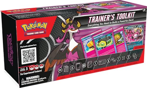 The Pokemon Company Pokémon TCG: Trainers Toolkit 2025, umfassendes Deckbau-Set mit 50+ Karten, inkl. 4 Booster-Packs, Strategieanleitung und Spielzubehör