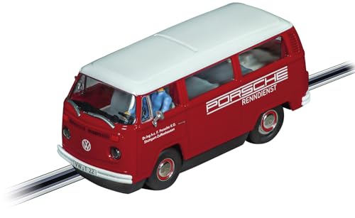 Carrera Evolution VW Bus T2b Porsche Renndienst 1:32 Detailgetreue Nachbildung Front & Rücklichter Porsche Liebhaber Rennbahn Action