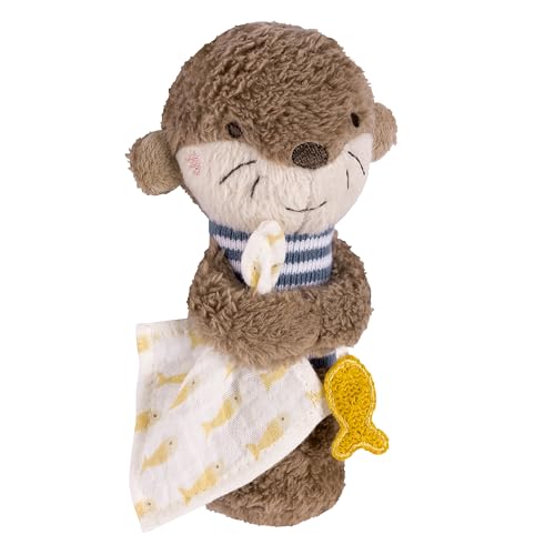 Fehn Greifling Otter Theo, Stabgreifling mit Rassel und Quietsche, für Babys ab 0 Monaten, ideal als Geschenk