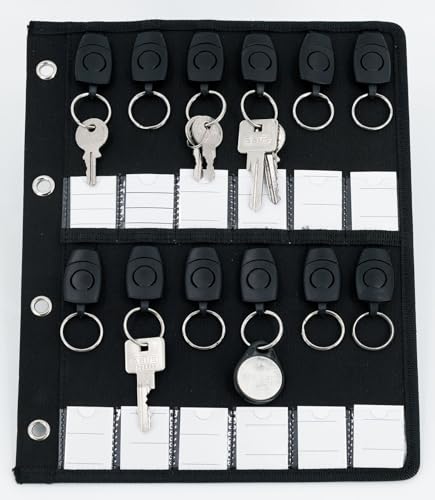 Stop Ocean Plastic 46227 Schlüsseleinlage A4 TIMOR, Nachhaltige Ordnereinlage aus recyceltem PET mit 12 abnehmbaren Schlüsselringen, 12 Beschriftungsfächern, 4-fach-Lochung, schwarz