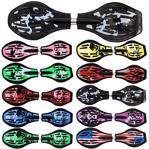 FunTomia Waveboard Original ABEC9 Kugellager inkl. Tasche (Schwarz/Weiß Flecken) mit LED Leuchtrollen und hochwertigem Virgin ABS Kunststoff - Skateboard