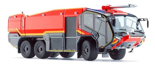 Wiking 043048 Feuerwehr Rosenbauer FLF Panther 6X6, Modell-Feuerwehrauto 1:43 mit beweglicher Vorderachse, Löschlanze und abnehmbarer Löschkanone, ab 14 Jahre