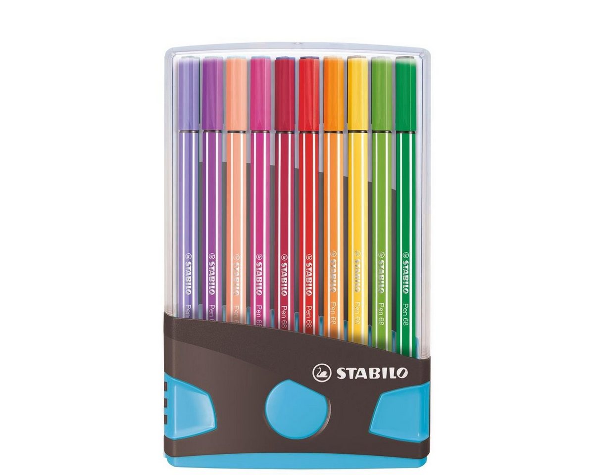 STABILO Filzstift STABILO Pen 68 Filzstift - 1 mm - 20er ColorParade - anthrazit + hellblau