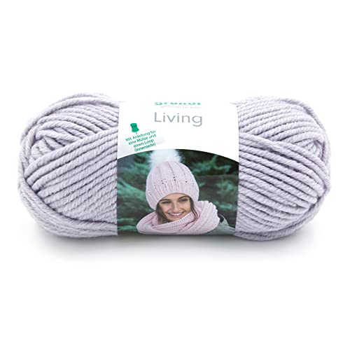 Gründl Wolle Living (Strick- und Häkelgarn, waschbares Garn aus 80% Polyacryl und 20% Polyamid, 100 g / 100 m, Nadelstärke: 8-9, 1 x 100 g), Hellgrau