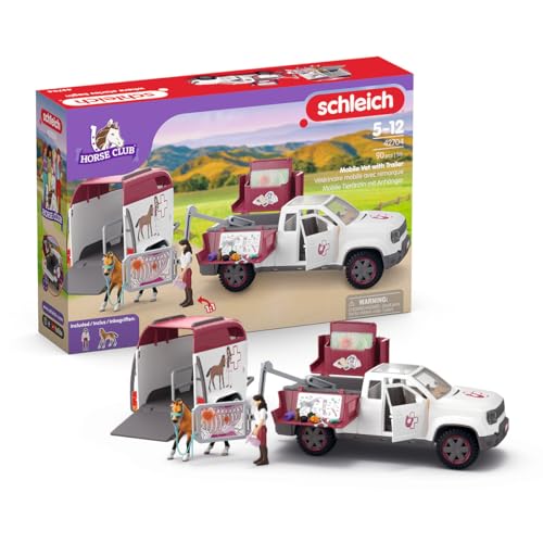 Schleich HORSE CLUB - Mobile Tierärztin mit Anhänger, geeignet für Kinder ab 3 Jahren, detailgetreu und mit verschluckbaren Kleinteilen