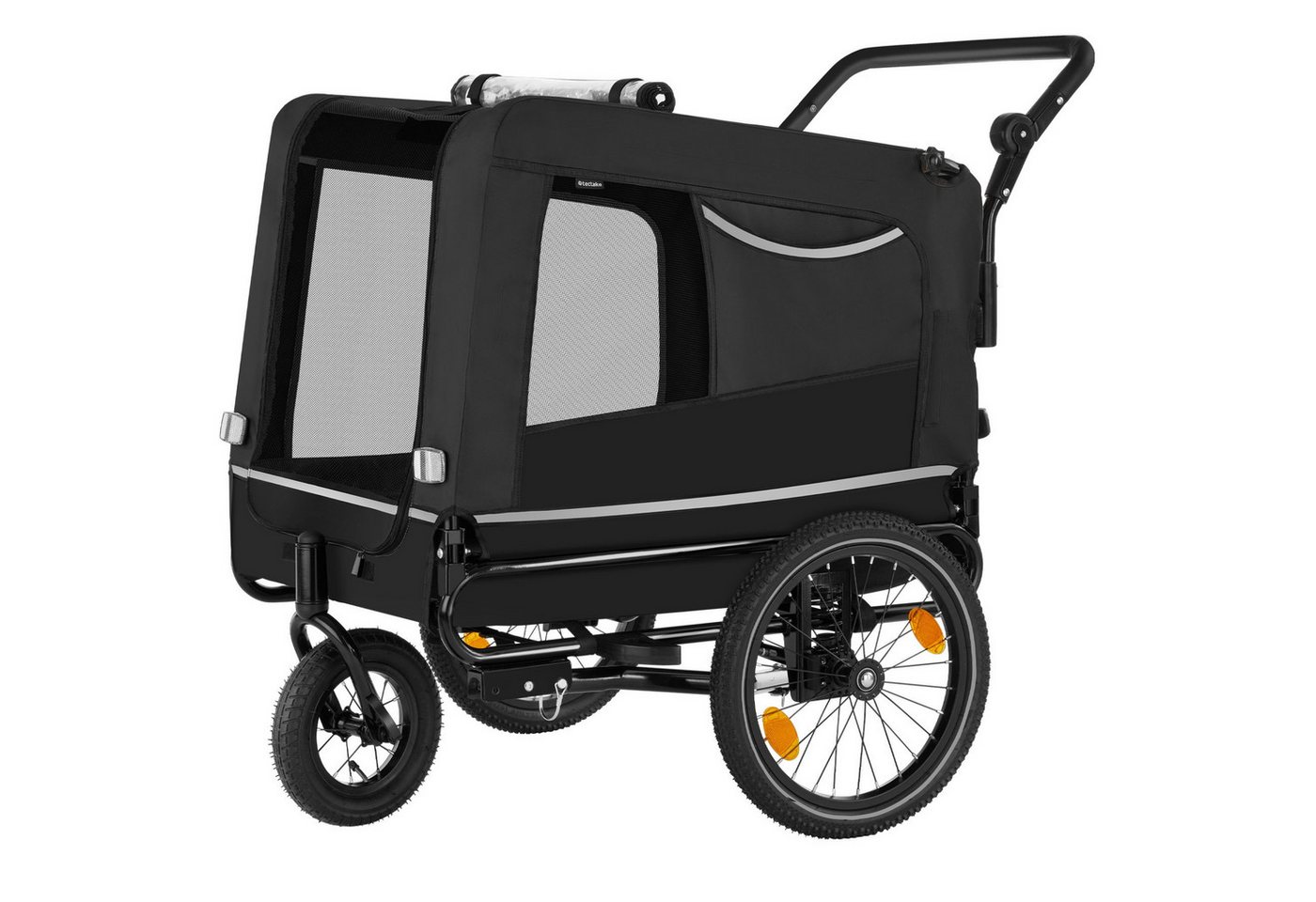 tectake Fahrradhundeanhänger WoofRider, Jogger-Funktion, luftdurchlässige Mesh-Einsätze, rot