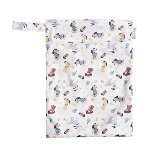 avo + cado Nasstasche Duo (M) mit Trockenfach, wasser- und geruchsdicht, Größe: 29 x 40 cm, Schwimmbeutel, Wäschebeutel, Windelbeutel, Kulturbeutel (Hunde)