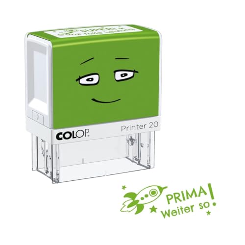 COLOP Motivstempel NIO School - Prima weiter so!, selbstfärbend, Abdruckgröße 38 x 14 mm, Kunststoff