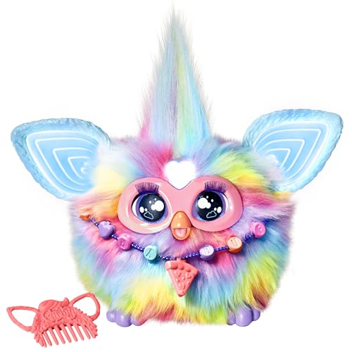 Furby Tie Dye, interaktives Plüschtier mit 15 Mode-Accessoires, animatronische Sprachaktivierung und über 600 Antworten, für Kinder ab 6 Jahren