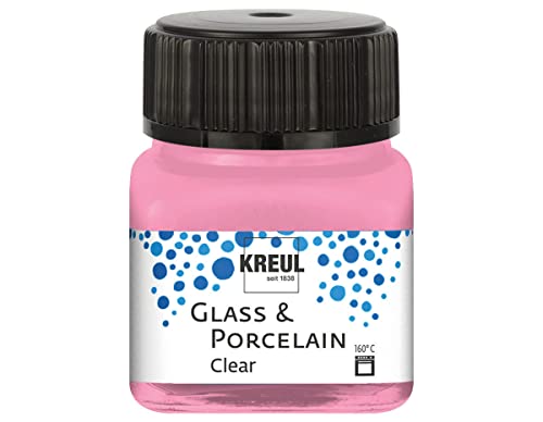 KREUL 16294 - Glass & Porcelain Clear rosa, im 20 ml Glas, transparente Glas- und Porzellanmalfarbe auf Wasserbasis, schnelltrocknend, glasklar