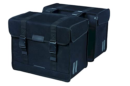 Basil Kavan Eco Classic Doppeltasche Schwarz Bionic Eco Finish, Kinderfahrradtasche mit 68 Litern Volumen und 10 Jahren Garantie