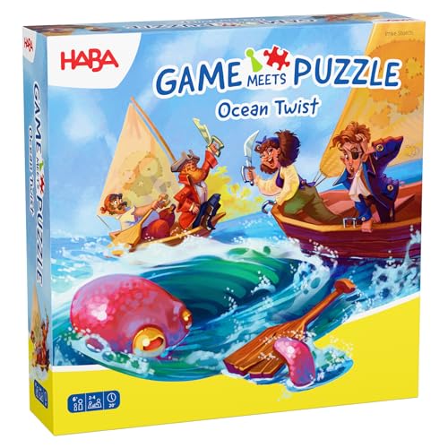 HABA Game Meets Puzzle – Ocean Twist, Brettspiel zum Puzzeln und Schatzsuchen