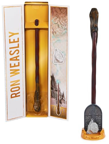 Wizarding World Ron Weasley Zauberstab, 30,5 cm Kunststoff mit Zauberspruch-Karte und gold-metallischer Halterung, Spielzeug für Kinder ab 14 Jahren