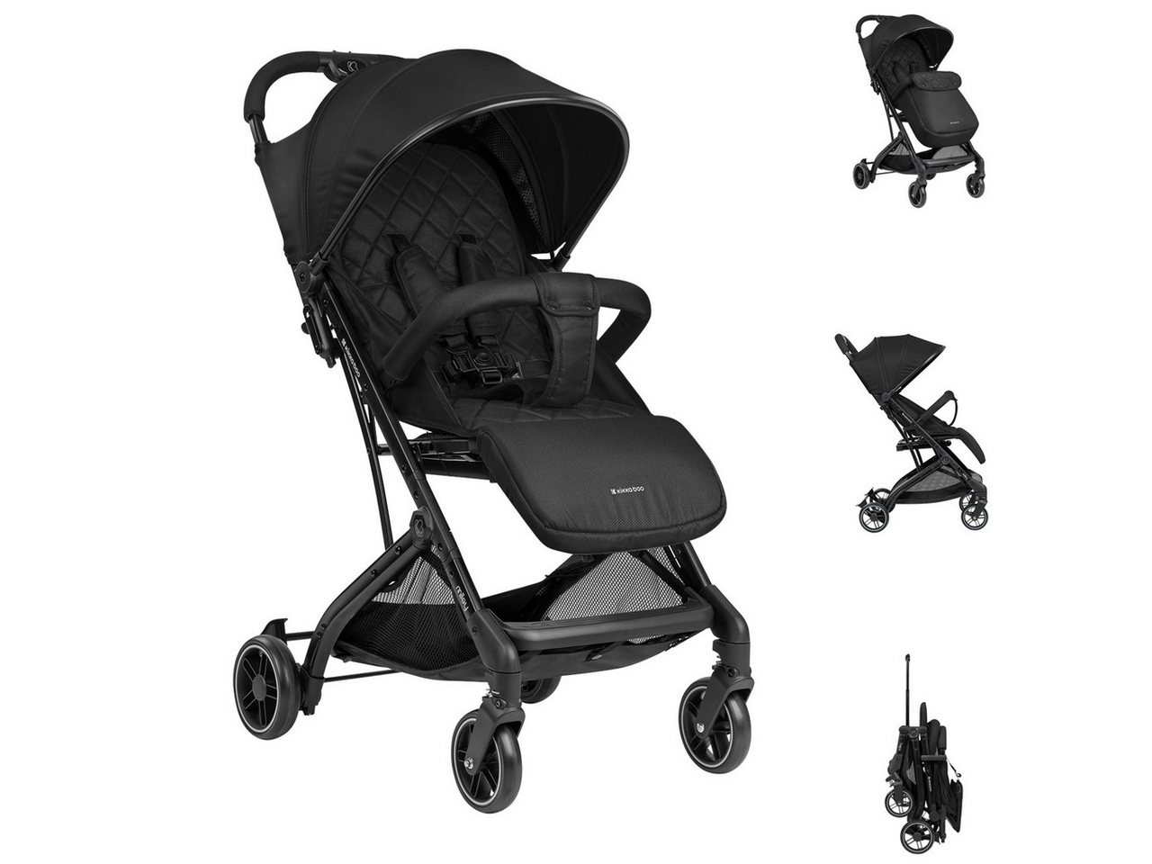 Kikkaboo Kinder-Buggy Kinderwagen Miley mit Fußsack, Fußstütze verstellbar, klappbar, Korb