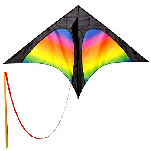 Wolkenstürmer Delta Kinderdrachen Rainbow mit 3m Drachenschwanz, idealer Einsteigerdrachen