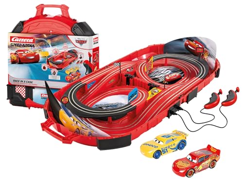 Carrera® Autorennbahn SPEED ARENA, Disney Pixar Cars mit Lightning McQueen und Cruz Ramirez, Streckenlänge 2,77 m, portabel im Tragekoffer