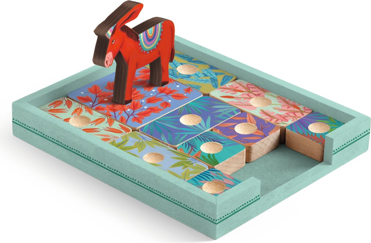 Djeco Red Donkey, Logikspiel mit Holzbrett und Spielsteinen, mehrsprachige Spielanleitung