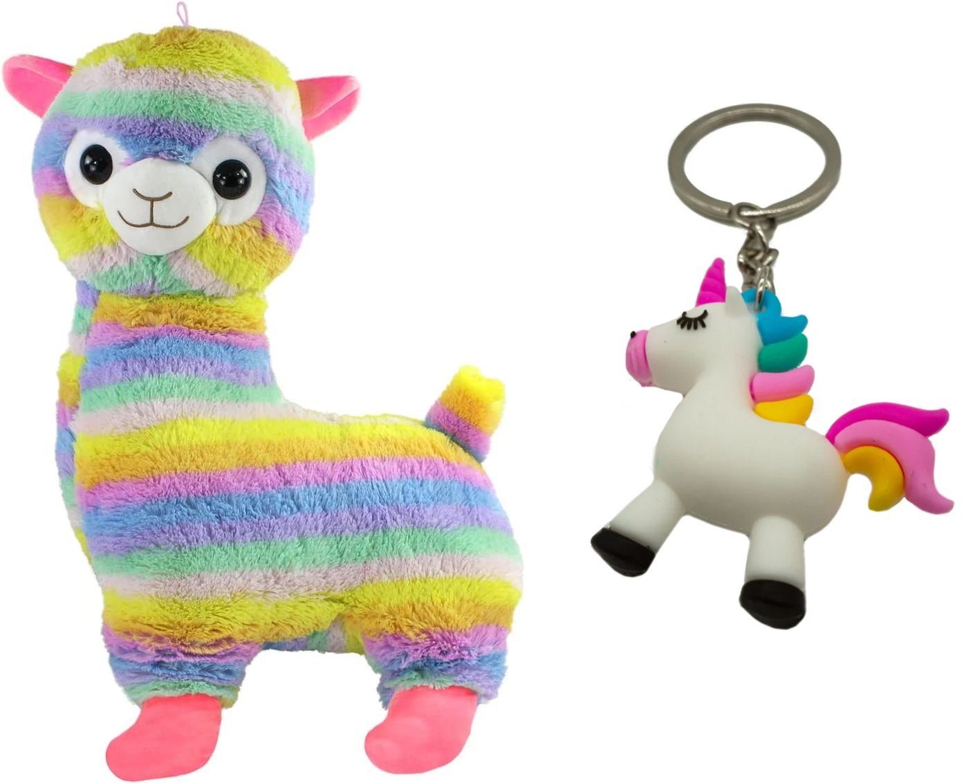 soma Kuscheltier Alpaka Regenbogen Plüsch-Tier 43 cm groß, Super weicher Stofftier für Kinder, bunt