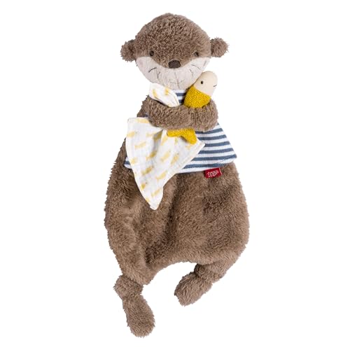 Fehn Schmusetuch Otter – Stofftier-Schnuffeltuch mit Otter-Köpfchen zum Greifen, Fühlen, Knuddeln für Babys, 36 cm, Plüsch, Strick, Musselin, Mehrfarbig