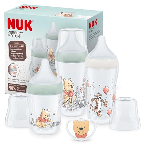 NUK Perfect Match Babyflaschenset | Ab 0 Monate | Anti-Colic | BPA-frei | Disneys Winnie Puuh | 4 Stück