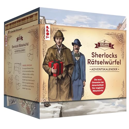 TOPP Escape Experience Adventskalender – Der magische Rätselwürfel, 24 Rätsel, bewegliches Design, Sherlock Holmes Thema