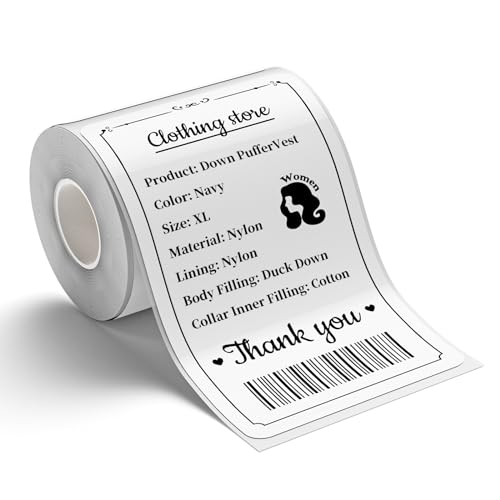 NIIMBOT Etikett B1 B21 B3S, wasserfeste Aufkleber 50x80mm (2"x3.15"), 95 Stück pro Rolle, weiß, ideal für Kleidungsetiketten, Glasetiketten und Barcodes